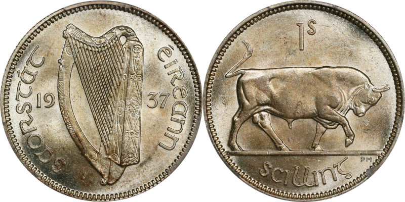 IRELAND. Shilling, 1937. PCGS MS-64.
S-6627; KM-6. The KEY DATE within the Shil...