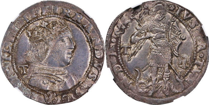 ITALY. L'Aquila. Coronato, ND (1488-94)-T. L'Aquila Mint. Ferdinand I of Aragon....