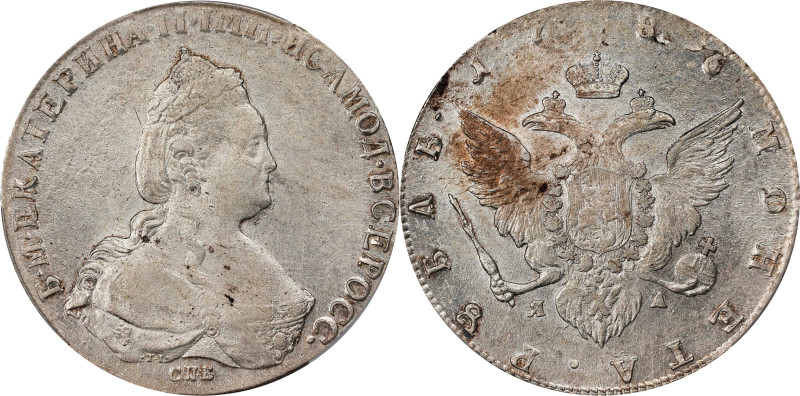 RUSSIA. Ruble, 1786-CNB RA. St. Petersburg Mint. Catherine II "the Great". PCGS ...