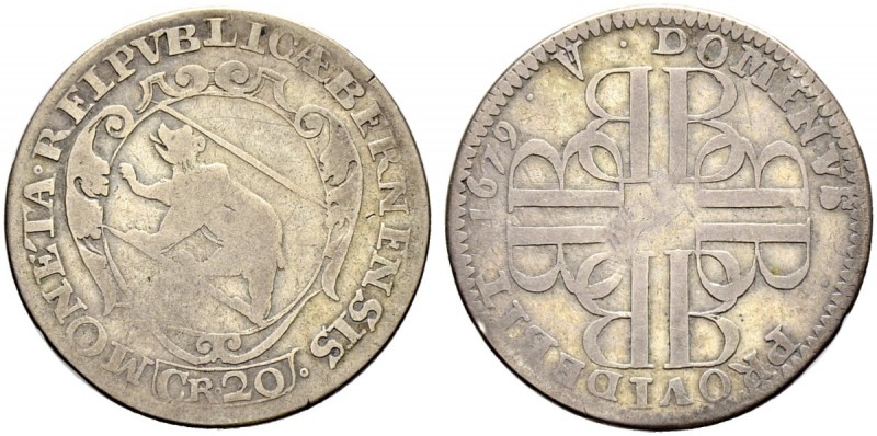 SPEZIALSAMMLUNG BERN 
 20 Kreuzer 1679.
 Av. Ovales Berner Wappen in verzierte...