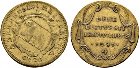 SPEZIALSAMMLUNG BERN 
 Bronzejeton 1680.
 Av. Ovales Wappen in einer verzierten Kartusche, unten CR 20. (von einem unedierten 20-Kreuzerstempel).
 ...