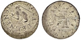 SPEZIALSAMMLUNG BERN 
 Vierer 1699. 
 Fehlprägung: beide Seiten doppelt und leicht versetzt geprägt.
 Av. Rundes Berner Wappen.
 Rv. Ankerkreuz mi...