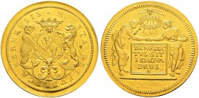 SPEZIALSAMMLUNG BERN 
 7 Dukaten o. J. (um 1710).
 Av. Von einem Löwen und einem Bären flankiertes, gekröntes Stadtwappen. Darunter die Stempelschne...