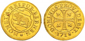 SPEZIALSAMMLUNG BERN 
 Kreuzer 1718. Goldabschlag.
 Av. Geschweiftes Berner Wappen.
 Rv. Ankerkreuz mit Verzierungen in den Winkeln.
 1.66 g. Lohn...