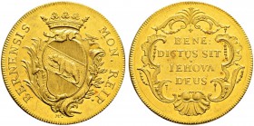 SPEZIALSAMMLUNG BERN 
 4 Dukaten o. J. (um 1750).
 Av. Gekröntes, geschwungenes Berner Wappen auf einer reich verzierten Kartusche. Umschrift &quot;...