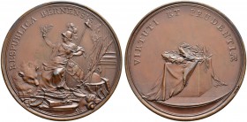 SPEZIALSAMMLUNG BERN 
 Verdienstmedaille in Kupfer 1752. Stempel von J. C. Hedlinger.
 Av. Thronende Minerva mit Palm- und Lorbeerzweig. Auf dem Bod...