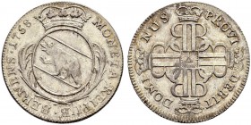 SPEZIALSAMMLUNG BERN 
 20 Kreuzer 1758.
 Av. Gekröntes Wappen in einem Blätterkranz.
 Rv. Vier doppelte gekrönte &quot;B&quot; ins Kreuz gestellt. ...