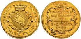 SPEZIALSAMMLUNG BERN 
 3 Dukaten 1772.
 Av. Gekröntes, bekränztes Berner Wappen in einer verzierten Kartusche. MONETA AUREA REIPUB. BERNENS.&quot;....