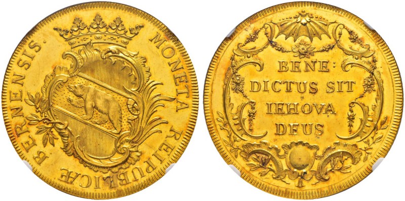 SPEZIALSAMMLUNG BERN 
 8 Dukaten o. J. (um 1775).
 Av. Gekröntes, geschwungene...