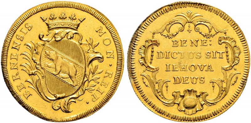 SPEZIALSAMMLUNG BERN 
 4 Dukaten o. J. (um 1775).
 Av. Gekröntes, geschwungene...