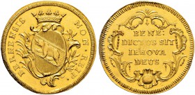 SPEZIALSAMMLUNG BERN 
 4 Dukaten o. J. (um 1775).
 Av. Gekröntes, geschwungenes Berner Wappen auf einer reich verzierten Kartusche.
 Rv. Inschrift ...