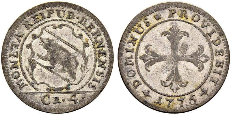 SPEZIALSAMMLUNG BERN 
 Batzen 1775.
 Av. Geschweiftes Wappen, im Abschnitt Wer...