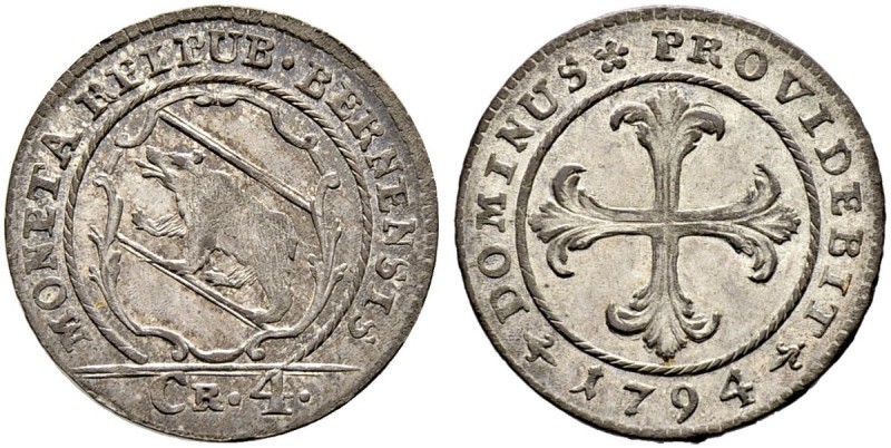 SPEZIALSAMMLUNG BERN 
 Batzen 1794.
 Av. Geschweiftes Wappen, im Abschnitt Wer...
