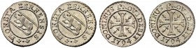 SPEZIALSAMMLUNG BERN 
 Vierer 1794. Lot von zwei Exemplaren
 0.64 g. Lohner 1470-1472. D.T. 533t. HMZ 2-226dd. FDC.
 (2)