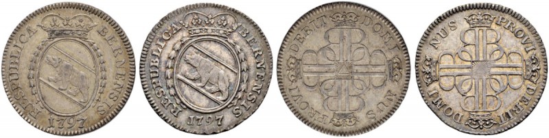 SPEZIALSAMMLUNG BERN 
 Vierteltaler (10 Batzen) 1797. Lot von zwei Exemplaren....