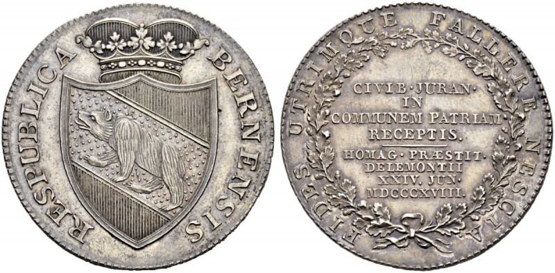 SPEZIALSAMMLUNG BERN 
 Silbermedaille. &quot;Jurataler&quot; 1818. Auf die Vere...