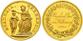 SPEZIALSAMMLUNG BERN 
 Verdienstmedaille in Gold 1821.
 Av. Behelmte Minerva mit Berner Wappenschild bekränzt einen Jüngling.
 Rv. &quot;Bernhard ....