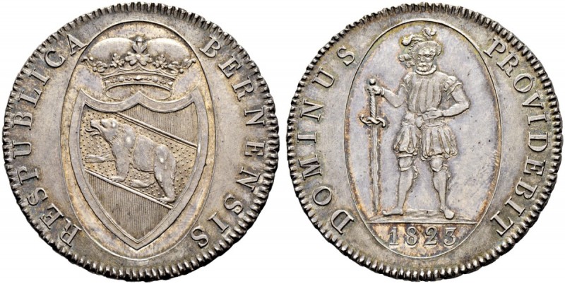 SPEZIALSAMMLUNG BERN 
 Taler 1823.
 Av. Gekröntes Berner Wappen in einem verti...