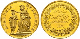 SPEZIALSAMMLUNG BERN 
 Verdienstmedaille in Gold 1824.
 Av. Behelmte Minerva mit Berner Wappenschild bekränzt einen Jüngling.
 Rv. &quot;Philos: Ca...