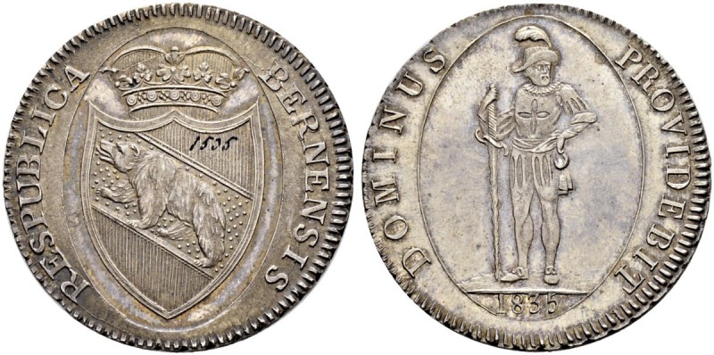 SPEZIALSAMMLUNG BERN 
 Taler 1835.
 Av. Gekröntes Berner Wappen in einem verti...