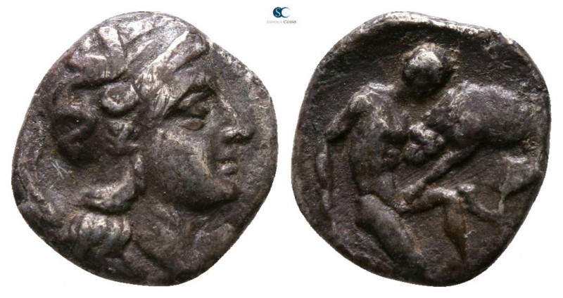 Calabria. Tarentum circa 380-325 BC. 
Diobol AR

9mm., 1,02g.



very fin...
