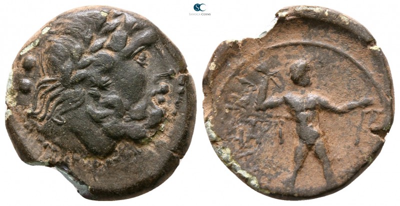 Bruttium. Petelia circa 215-210 BC. 
Bronze Æ

16mm., 2,48g.



very fine...