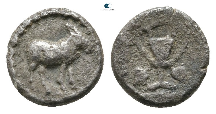 Macedon. Mende 460-423 BC. 
Hemiobol AR

8mm., 0,47g.



very fine