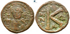 Justinian I. AD 527-565. Constantinople. Half follis Æ