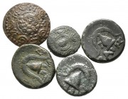 Lot of 5 greek bronze coins / SOLD AS SEEN, NO RETURN!<br><br>very fine<br><br>