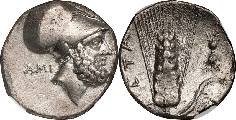 ITALY. Lucania. Metapontion. AR Stater (Nomos), ca. 340-330 B.C. NGC Ch VF.
cf....