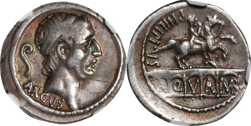 ROMAN REPUBLIC. L. Marcius Philippus. AR Denarius (3.74 gms), Rome Mint, ca. 57 ...