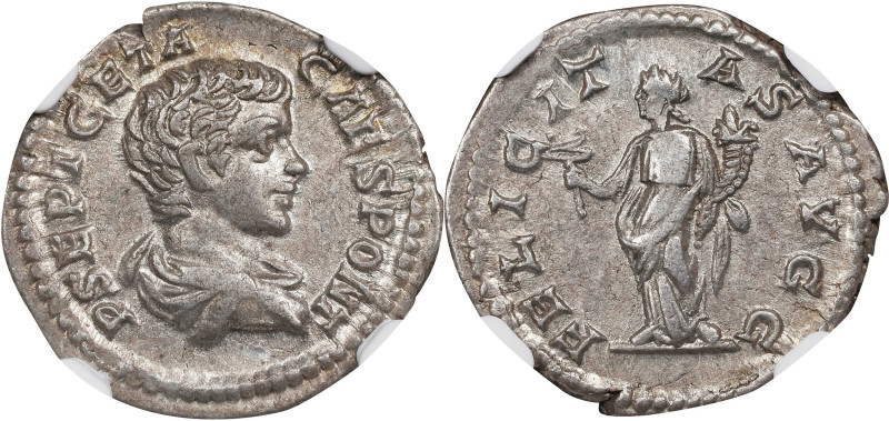 GETA AS CAESAR, A.D. 198-209. AR Denarius, Laodicea ad Mare Mint, ca. A.D. 198-2...