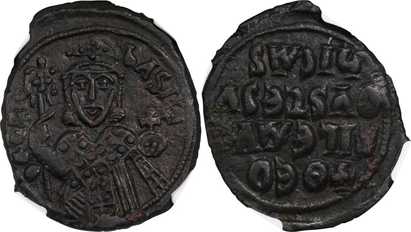 THEOPHILUS, 829-842. AE Follis, Constantinople Mint, ca. 831-842. NGC EF.
S-166...