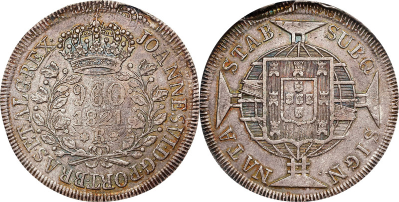 BRAZIL. 960 Reis, 1821-R. Rio de Janeiro Mint. Joao VI. PCGS AU-58.
KM-326.1.
...