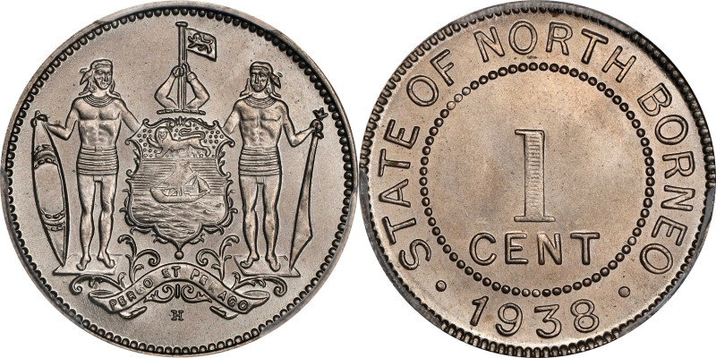 BRITISH NORTH BORNEO. Cent, 1938-H. Birmingham (Heaton) Mint. George VI. PCGS MS...