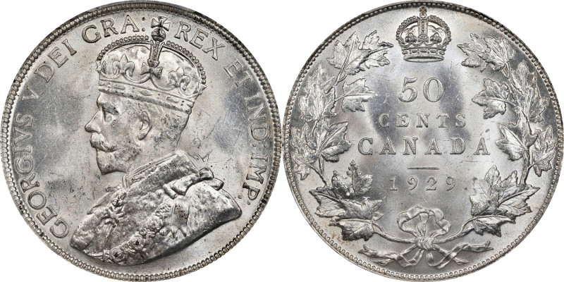 CANADA. 50 Cents, 1929. Ottawa Mint. George V. PCGS MS-63.
KM-25A.

Estimate:...