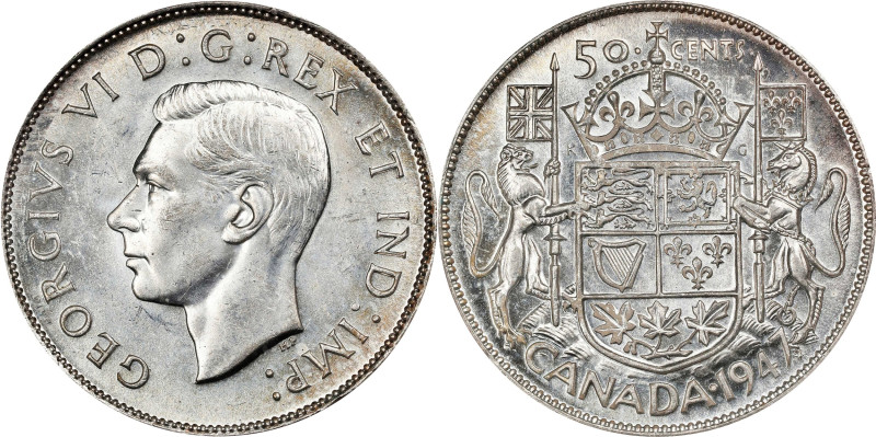 CANADA. 50 Cents, 1947. Ottawa Mint. George VI. PCGS MS-64.
KM-36. Straight "7"...