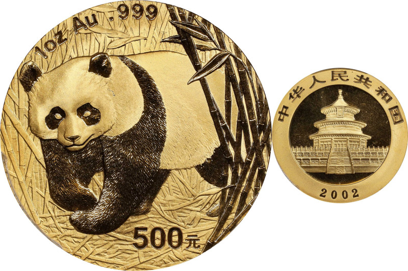 CHINA. 500 Yuan, 2002. Panda Series. PCGS MS-69.
KM-1460; PAN-349B. Low letters...