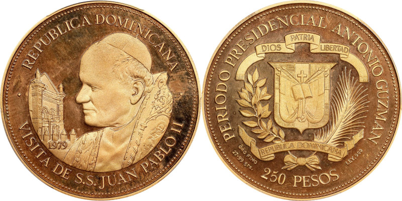 DOMINICAN REPUBLIC. 250 Pesos, 1979. PCGS PROOF-68 Deep Cameo.
Fr-5; KM-56. AGW...