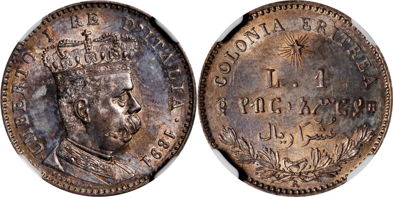 ERITREA. Lira, 1891-R. Rome Mint. Umberto I. NGC MS-63.
KM-2.

Estimate: $300...