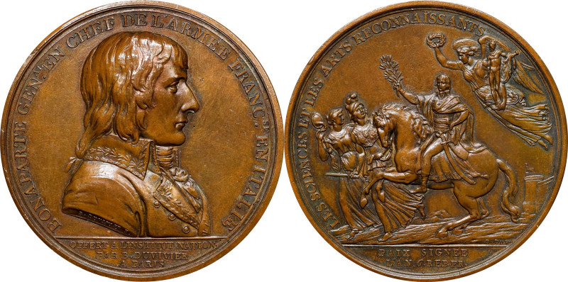 FRANCE. Napoleon Bonaparte/Treaty of Campo Formio Bronze Medal, Year 6 (1797). P...