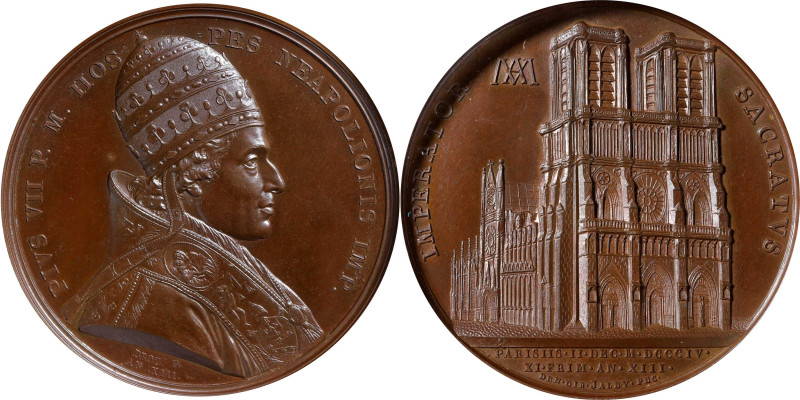 FRANCE. Papal Visit to Paris Bronze Medal, 1804. Paris Mint. PCGS SPECIMEN-64.
...