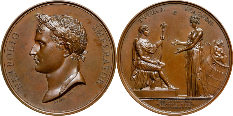 FRANCE. Napoleon Coronation Celebrations Bronze Medal, Year 13 (1804). Paris Min...