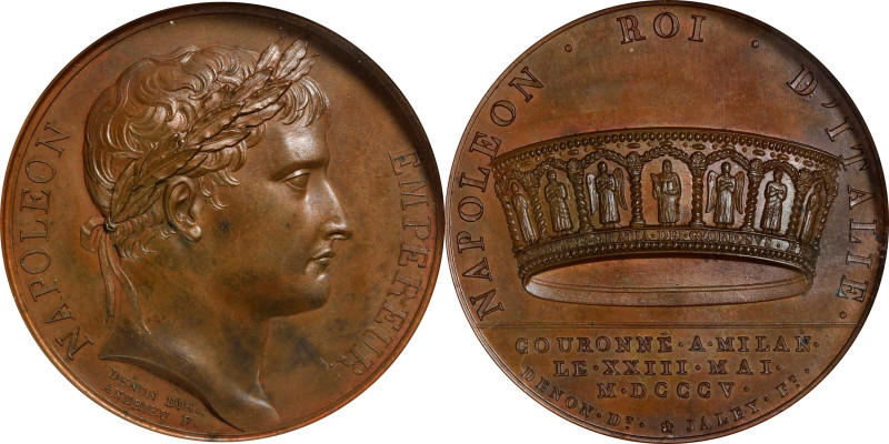 FRANCE. Napoleon I/Coronation as King of Italy Bronze Medal, 1805. Paris Mint. P...