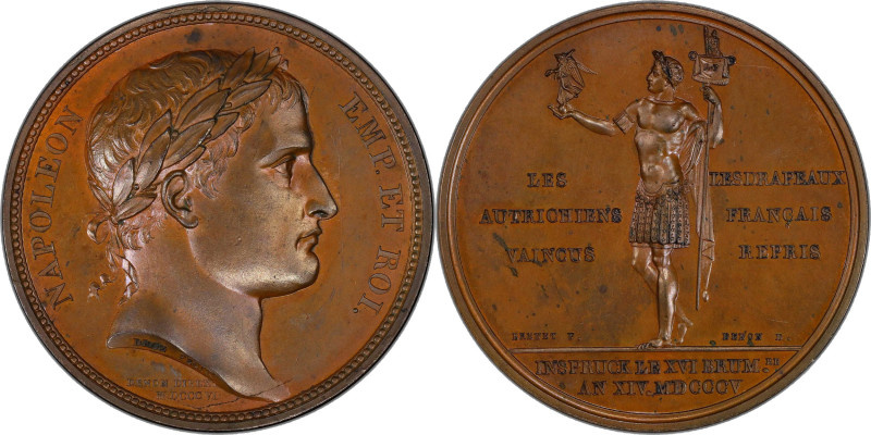 FRANCE. Napoleon I/Recapture of Innsbruck Bronze Medal, 1805. Paris Mint. PCGS S...