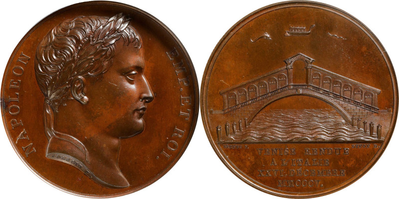 FRANCE. Napoleon I/Venice Returned to Italy Bronze Medal, 1805. Paris Mint. PCGS...