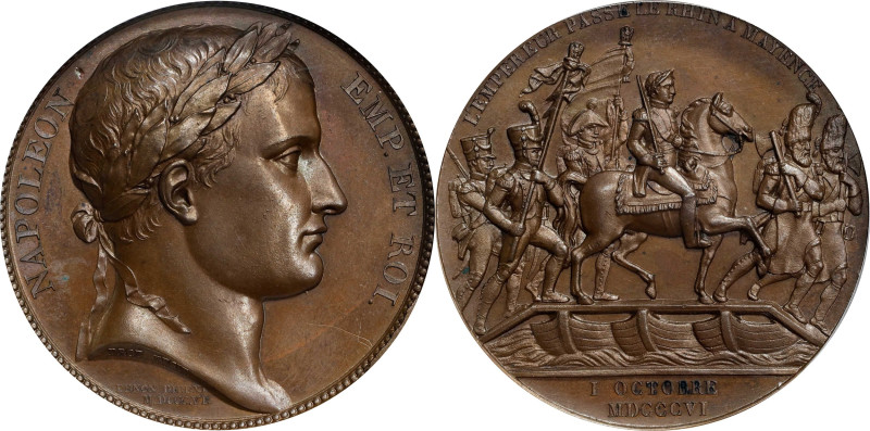 FRANCE. Napoleon I/Crossing the Rhine at Mainz Bronze Medal, 1806. Paris Mint. P...