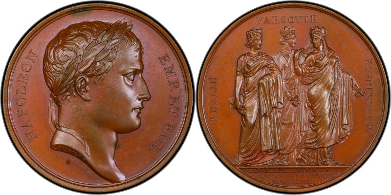 FRANCE. Occupation of Three Capitals Bronze Medal, 1807. Paris Mint. Napoleon I....