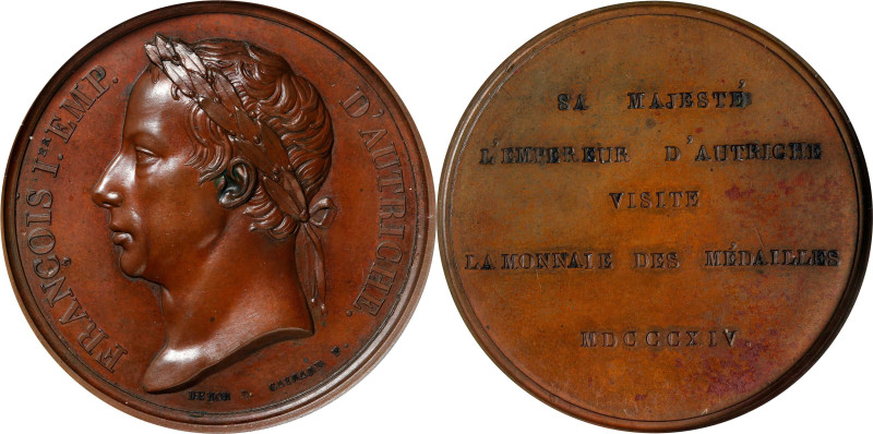 FRANCE. Francis I Visits the Mint Bronze Medal, 1814. Paris Mint. PCGS SPECIMEN-...