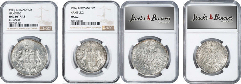 GERMANY. Hamburg. Duo of Silver Issues (2 Pieces), 1913-14. Hamburg Mint. Both N...